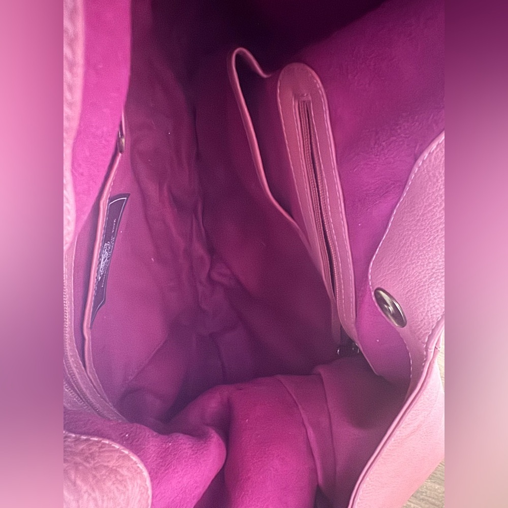Sharif Two-Tone Pink Leather Hobo Bag - Picture 8 of 8